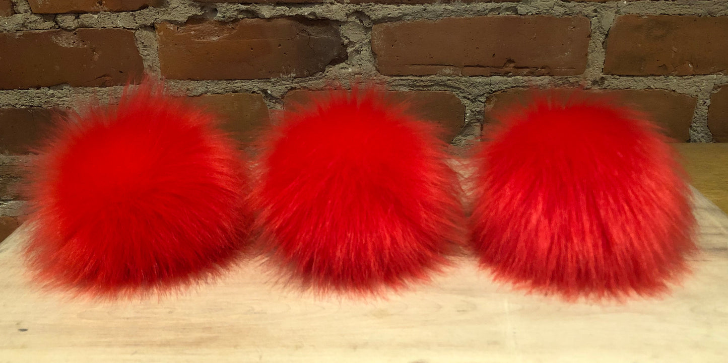 Coral Red Lipstick Faux Fur Pom, 4 Inch