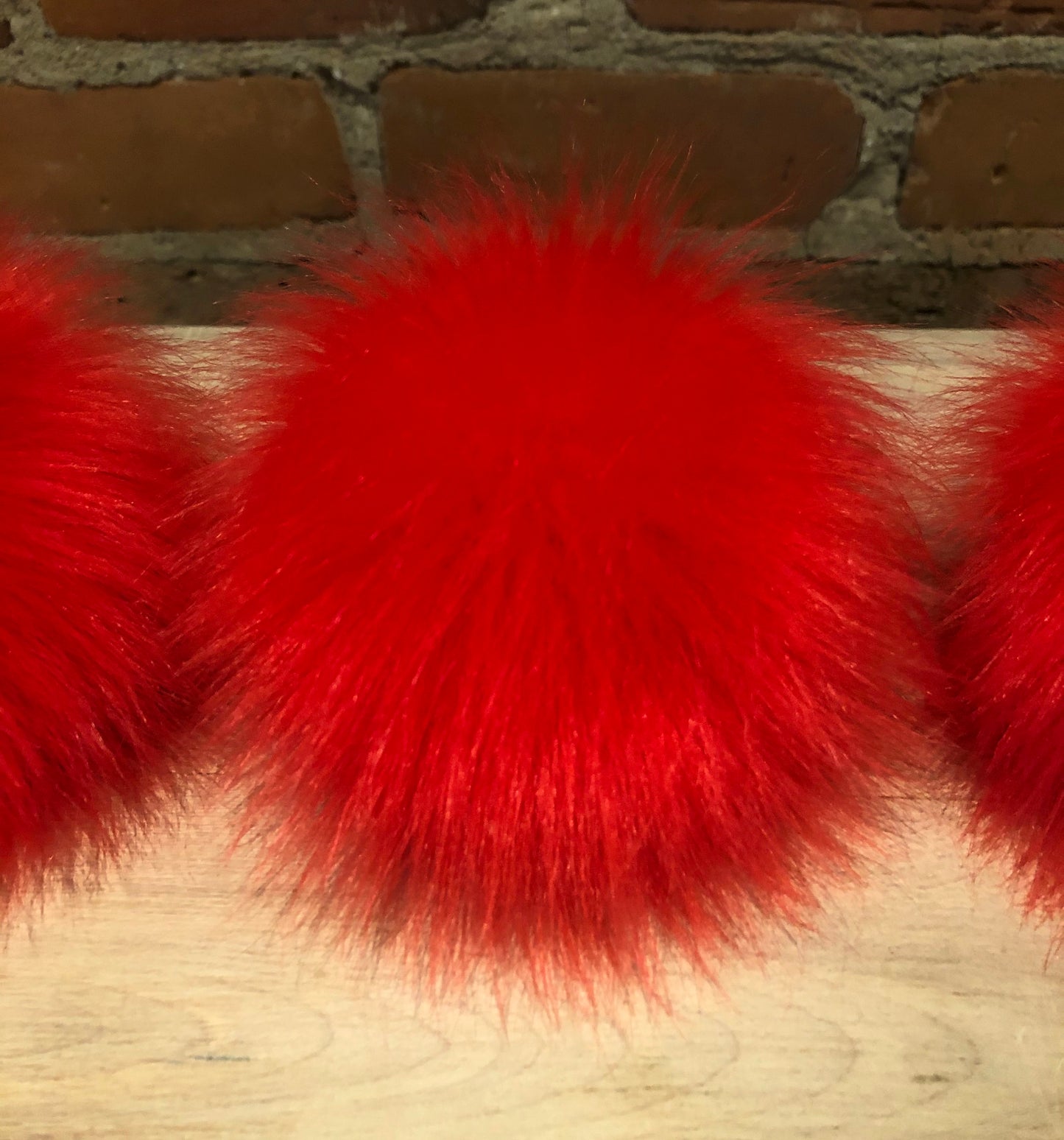 Coral Red Lipstick Faux Fur Pom, 4 Inch