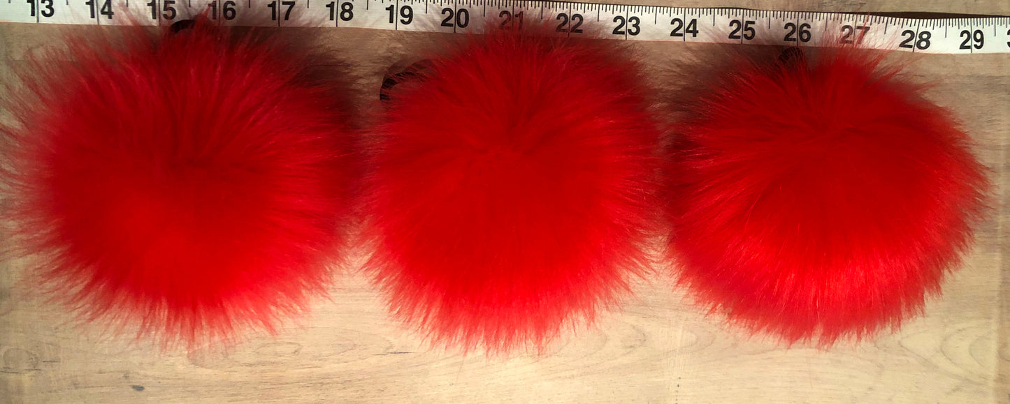 Coral Red Lipstick Faux Fur Pom, 4 Inch