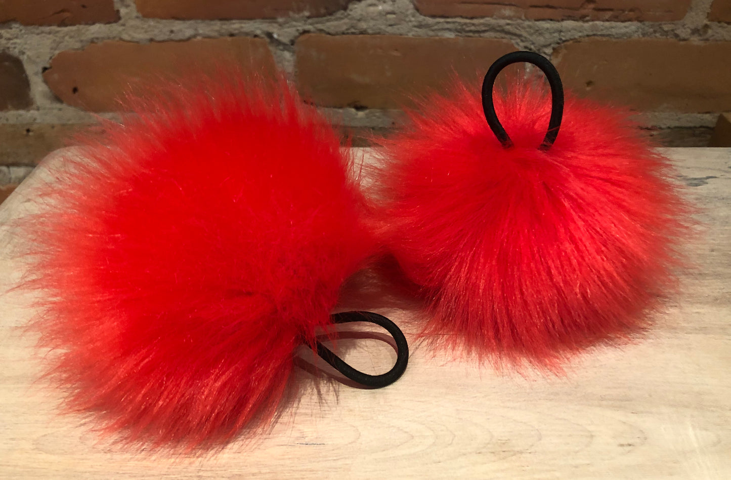 Coral Red Lipstick Faux Fur Pom, 4 Inch