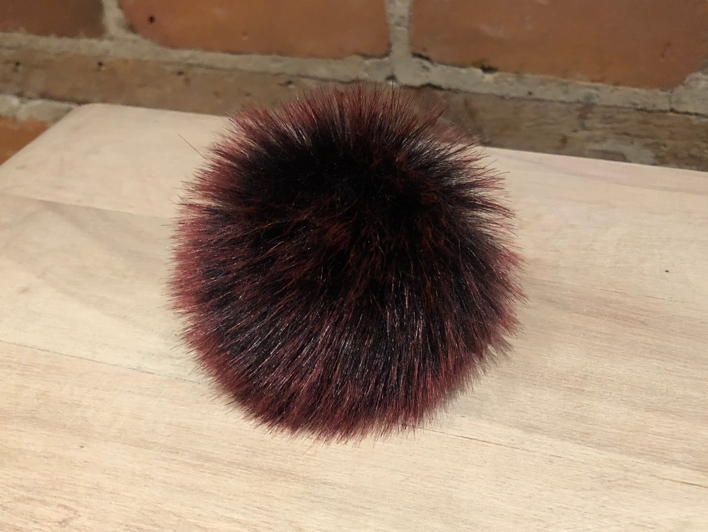 Burgundy Faux Fur Pom, 3.5 Inch