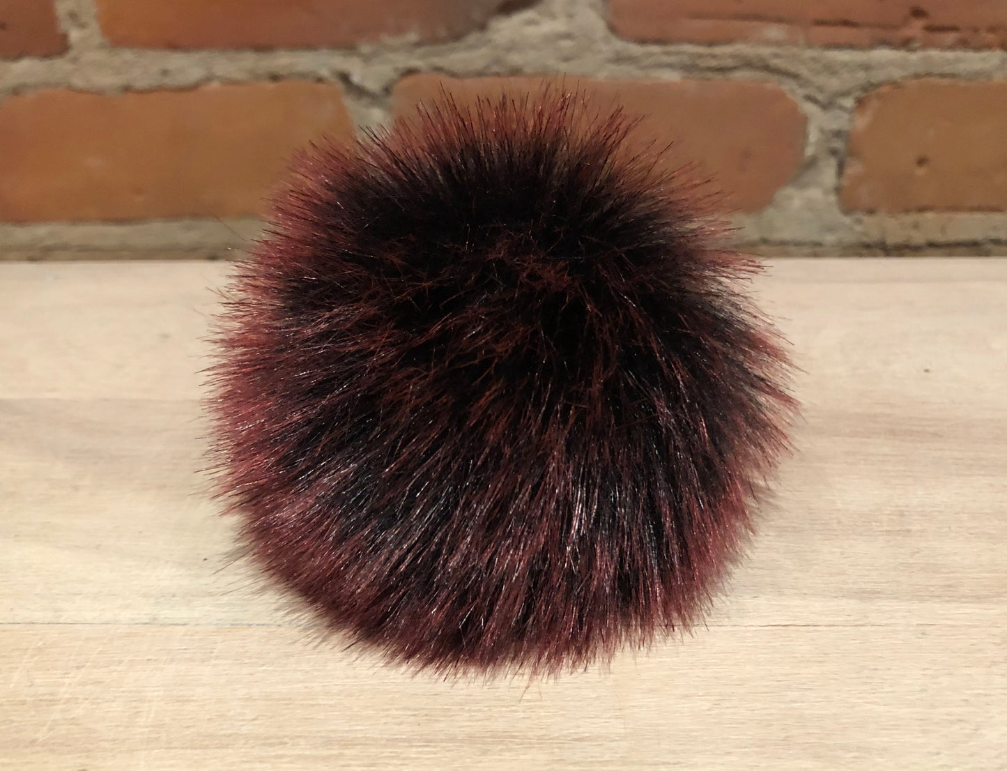 Burgundy Faux Fur Pom, 3.5 Inch