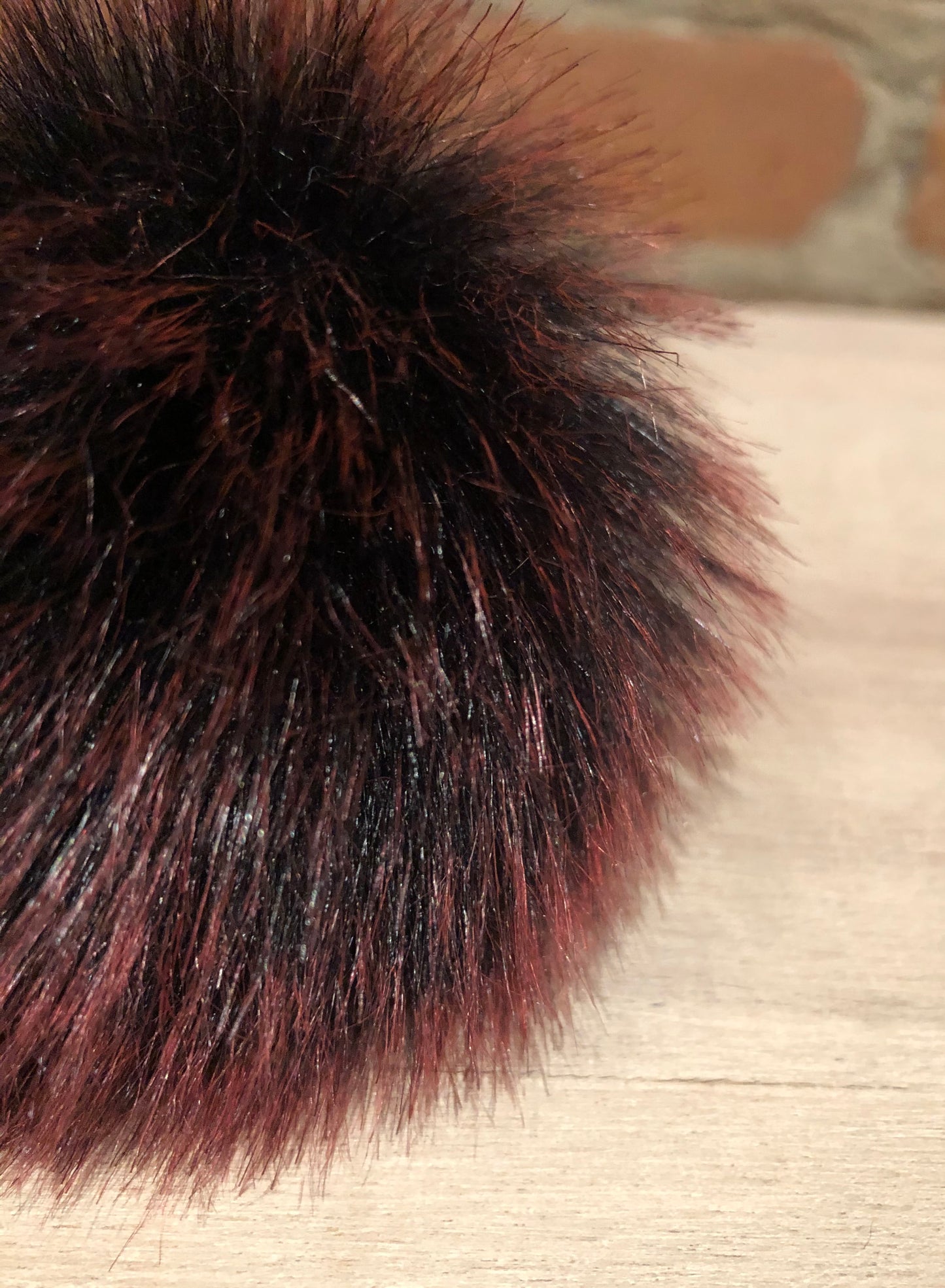 Burgundy Faux Fur Pom, 3.5 Inch