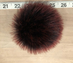 Small Burgundy Faux Fur Pom Pom, 3.5-Inch