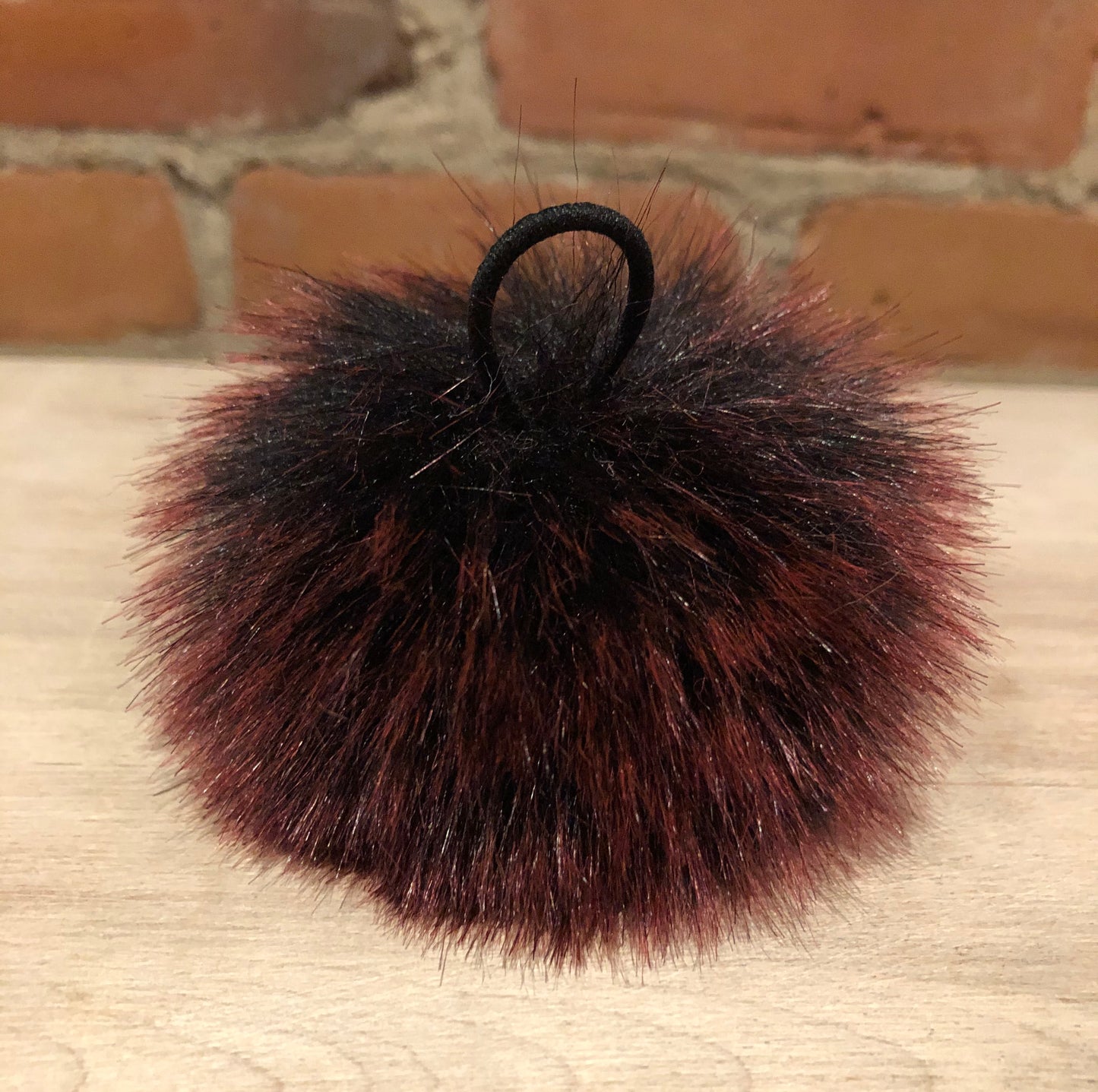 Burgundy Faux Fur Pom, 3.5 Inch