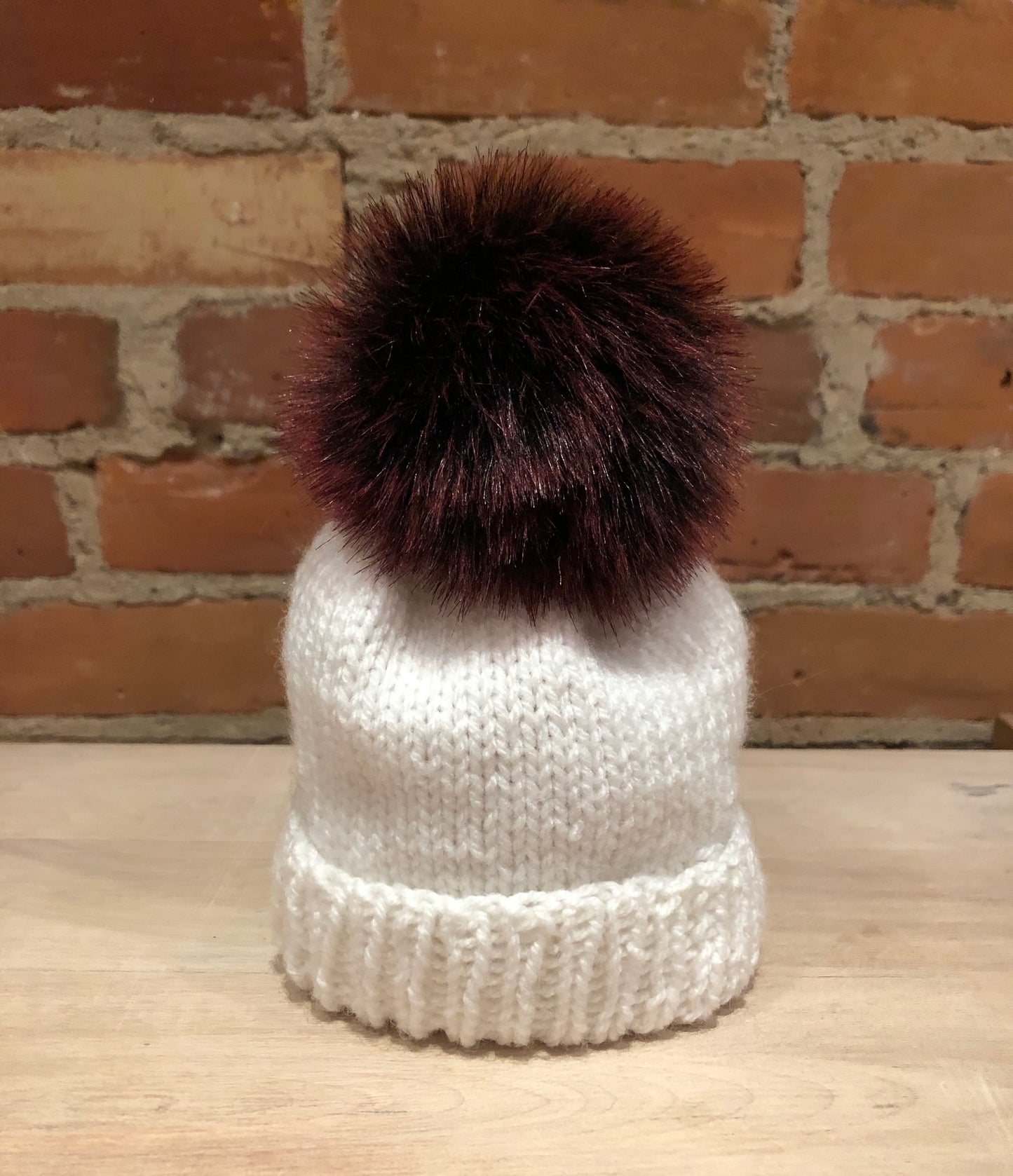 Burgundy Faux Fur Pom, 3.5 Inch