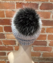 Load image into Gallery viewer, Silver Black Faux Fur Pom, 4-Inch
