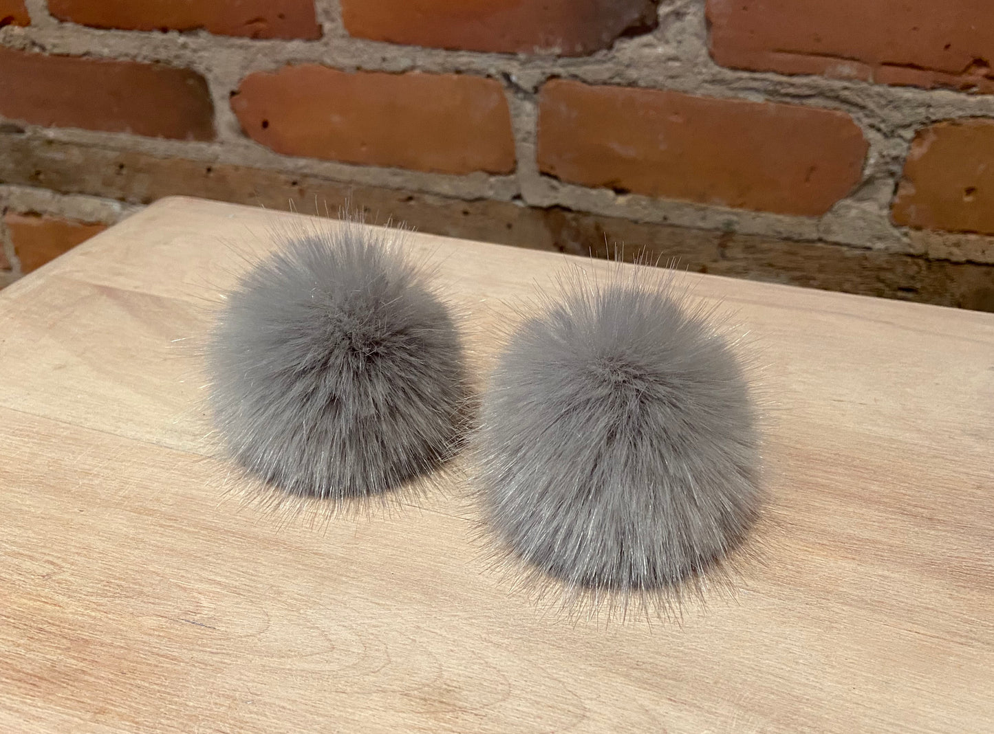 Grey Faux Mink Fur Mini Pom, 2.5 Inch