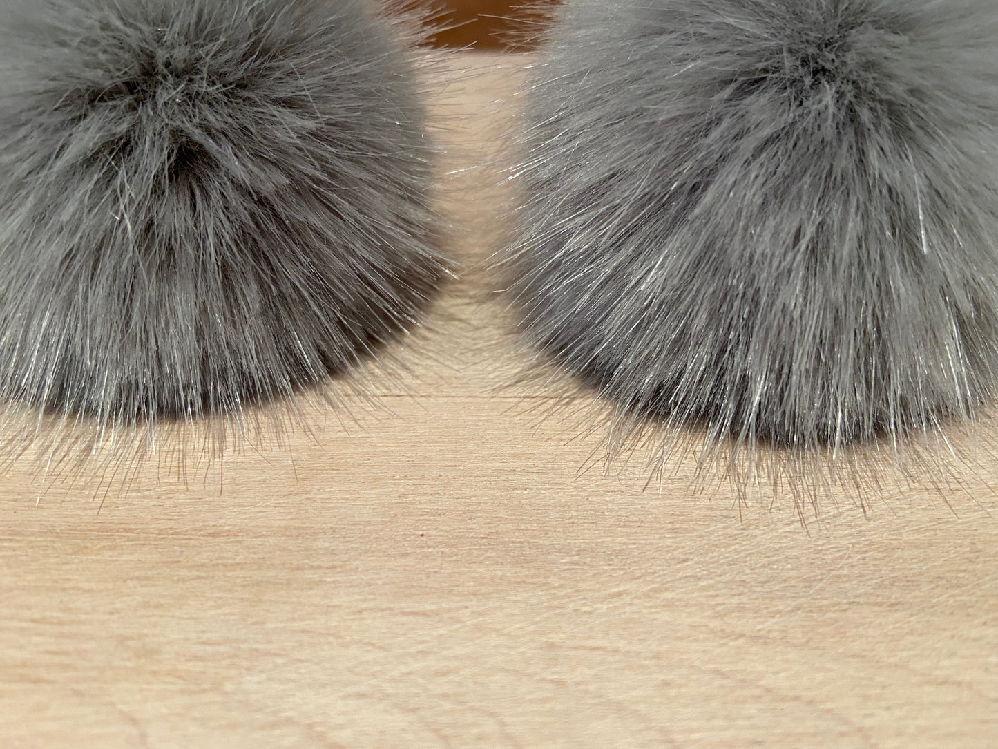 Grey Faux Mink Fur Mini Pom, 2.5 Inch