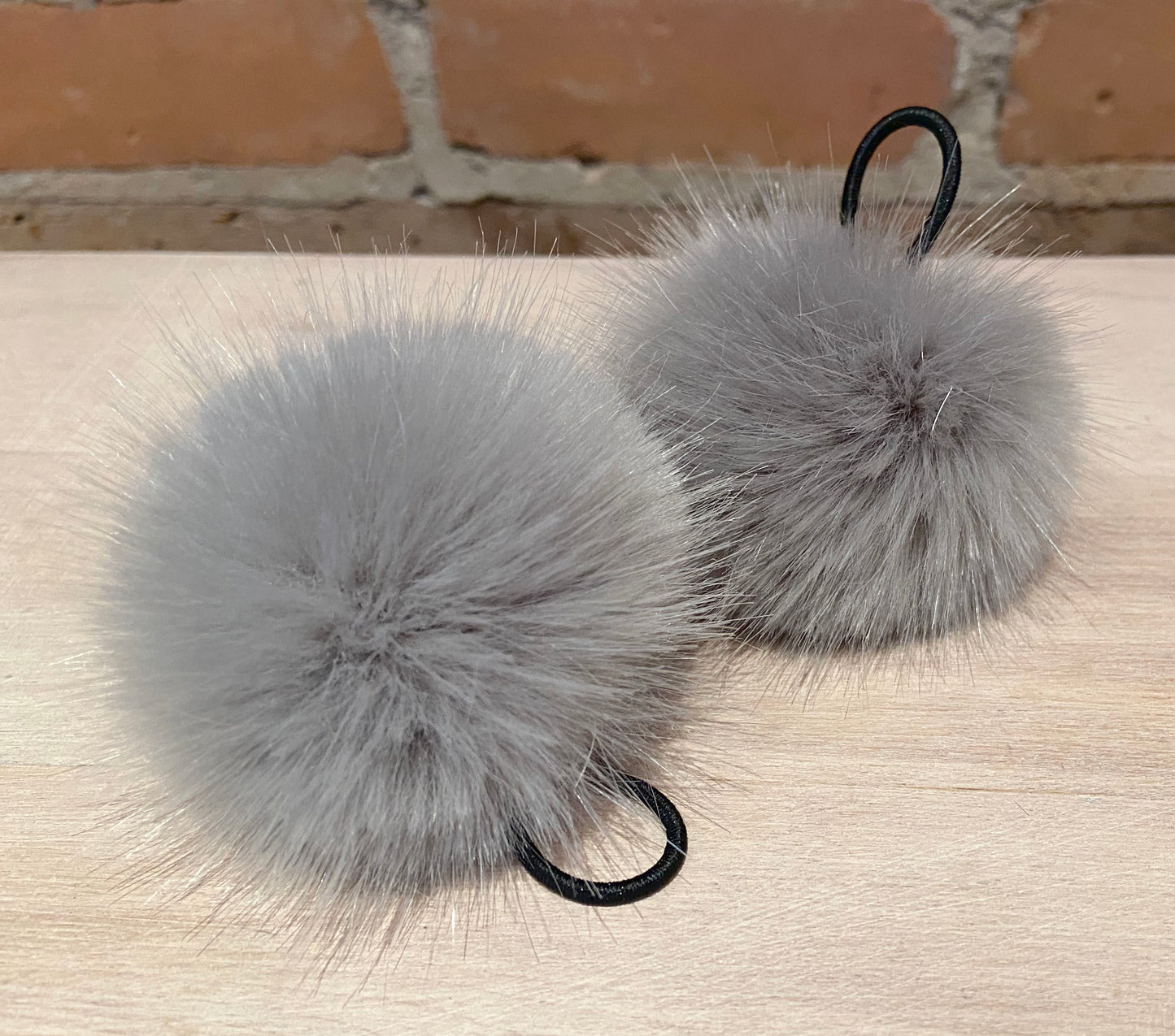 Grey Faux Mink Fur Mini Pom, 2.5 Inch