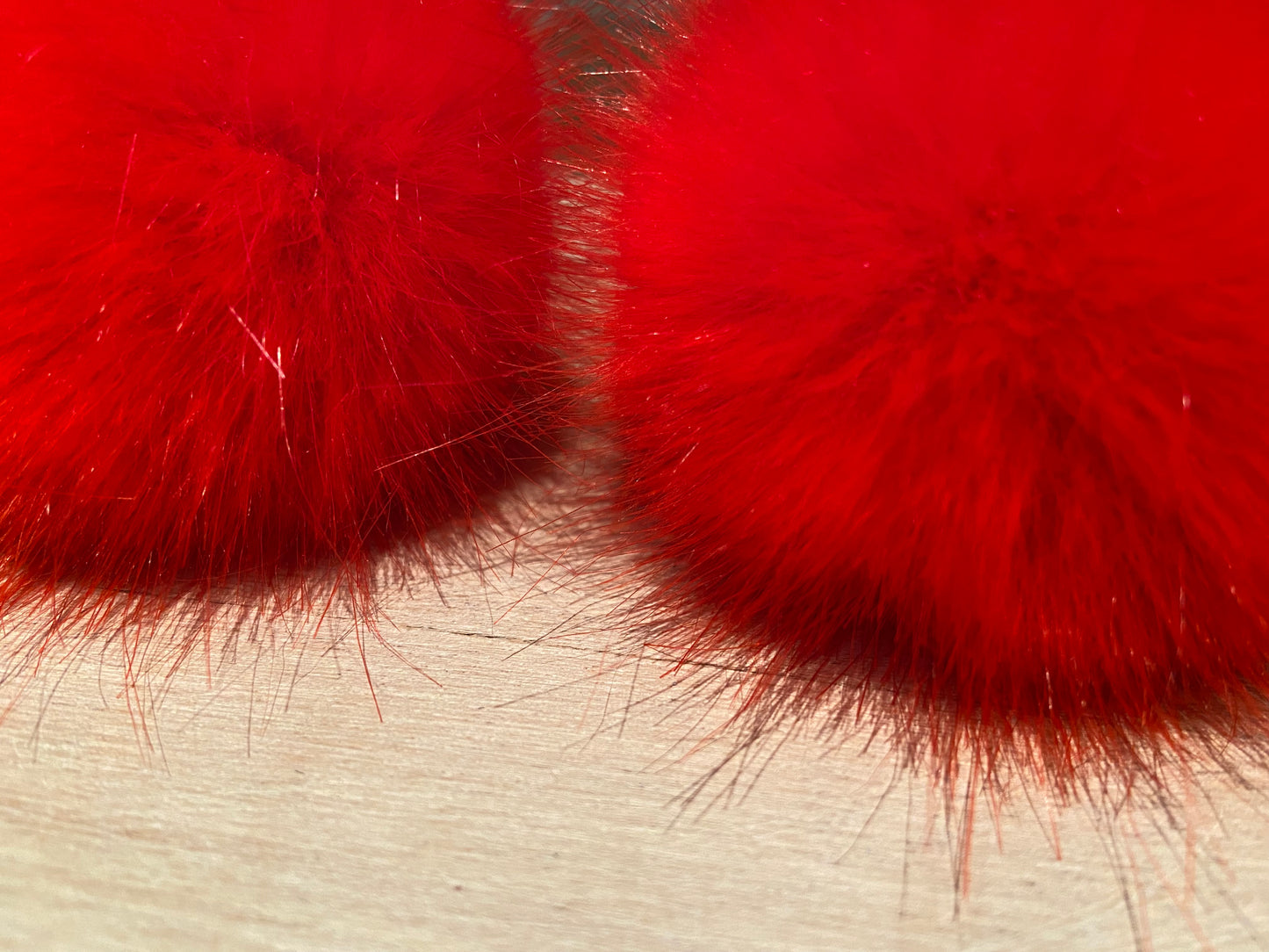 Coral Red Faux Mink Fur Mini Pom, 2.5 Inch