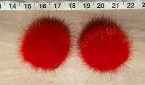 Coral Red Faux Mink Fur Mini Pom, 2.5-Inch