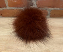 Load image into Gallery viewer, Cinnamon Burgundy Fox Fur Pom Pom, 3.5-Inch
