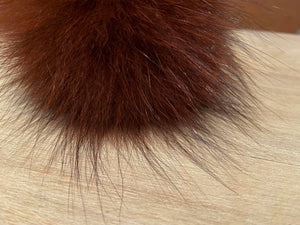 Cinnamon Burgundy Fox Fur Pom Pom, 3.5-Inch
