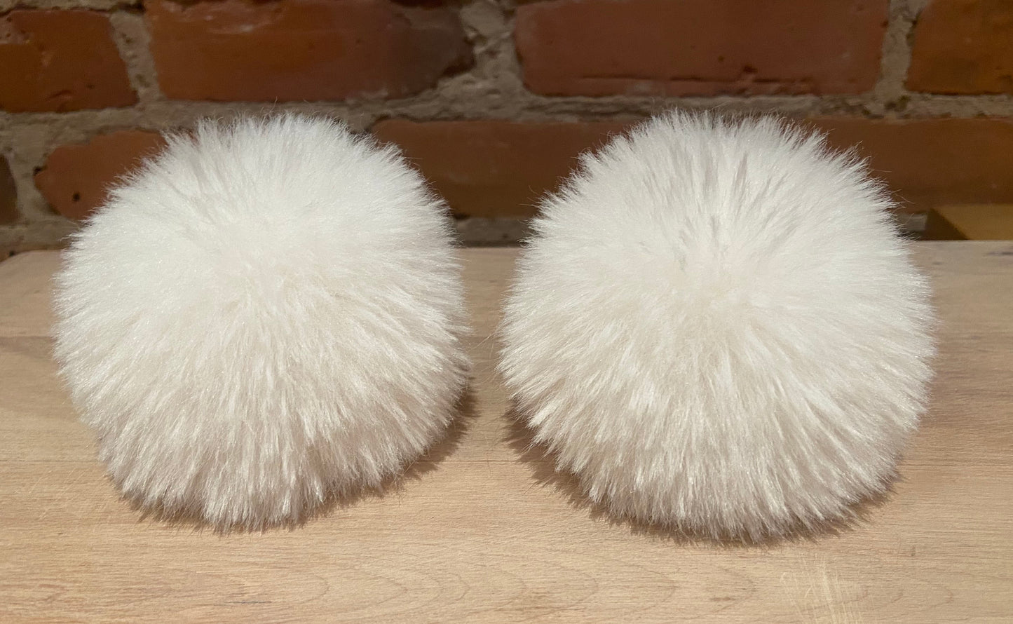 Cream White Faux Fur Pom, 4 Inch