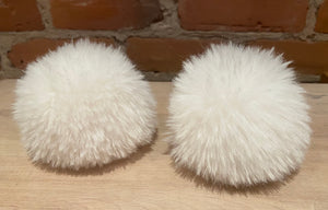 Cream White Faux Fur Pom Pom, 3.5-Inch