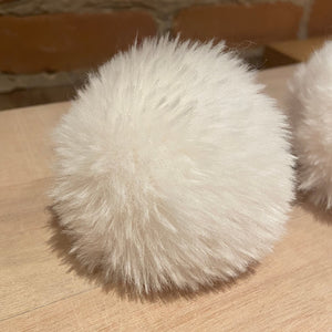 Small Cream White Faux Fur Pom Pom for Child's Knit Hat