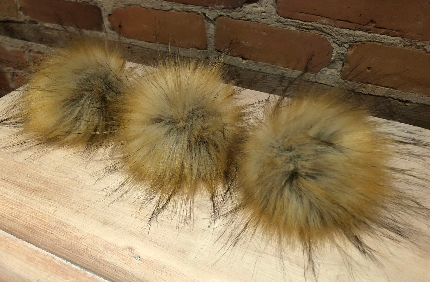 Golden Finnish Raccoon Faux Fur Pom, 3.5 Inch