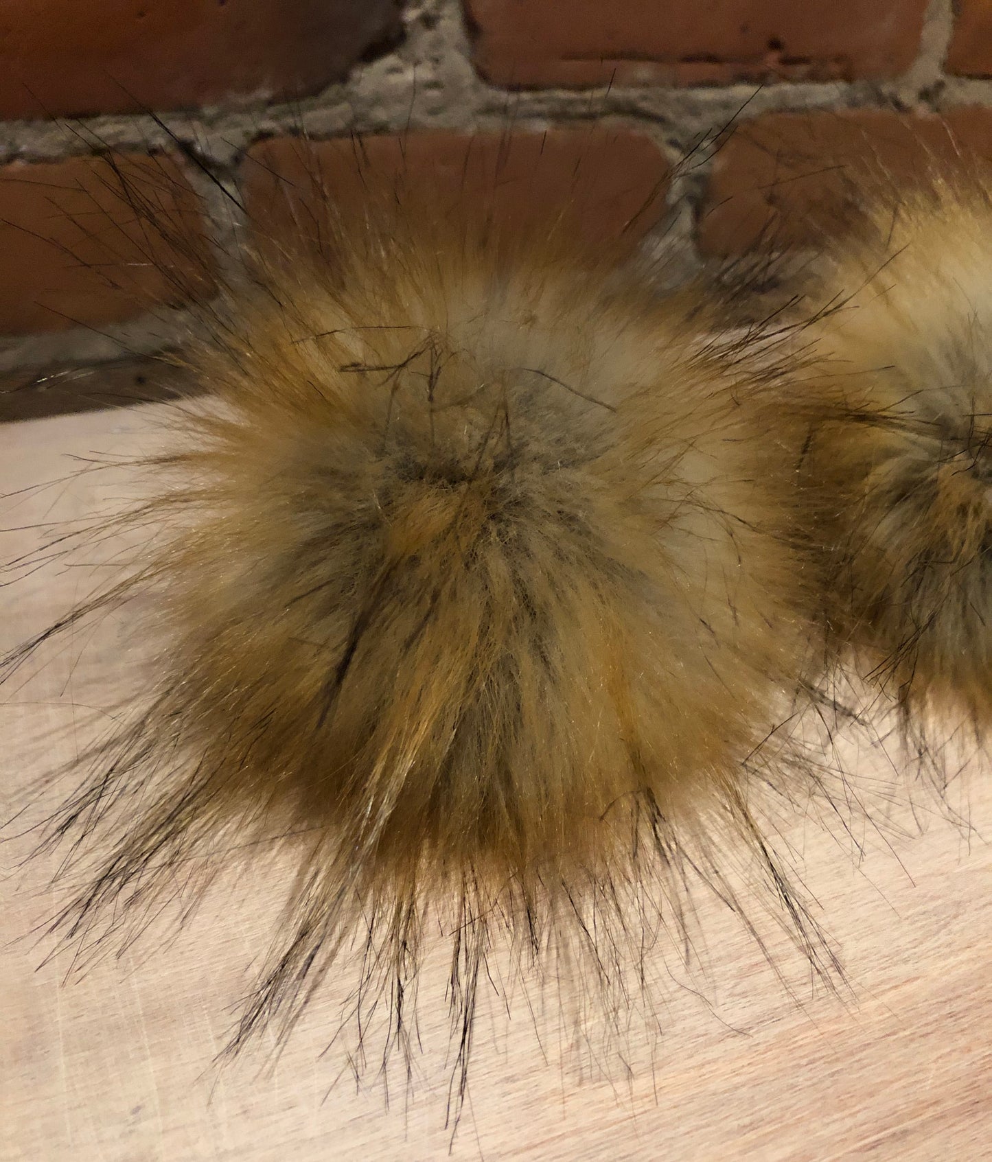 Golden Finnish Raccoon Faux Fur Pom, 3.5 Inch