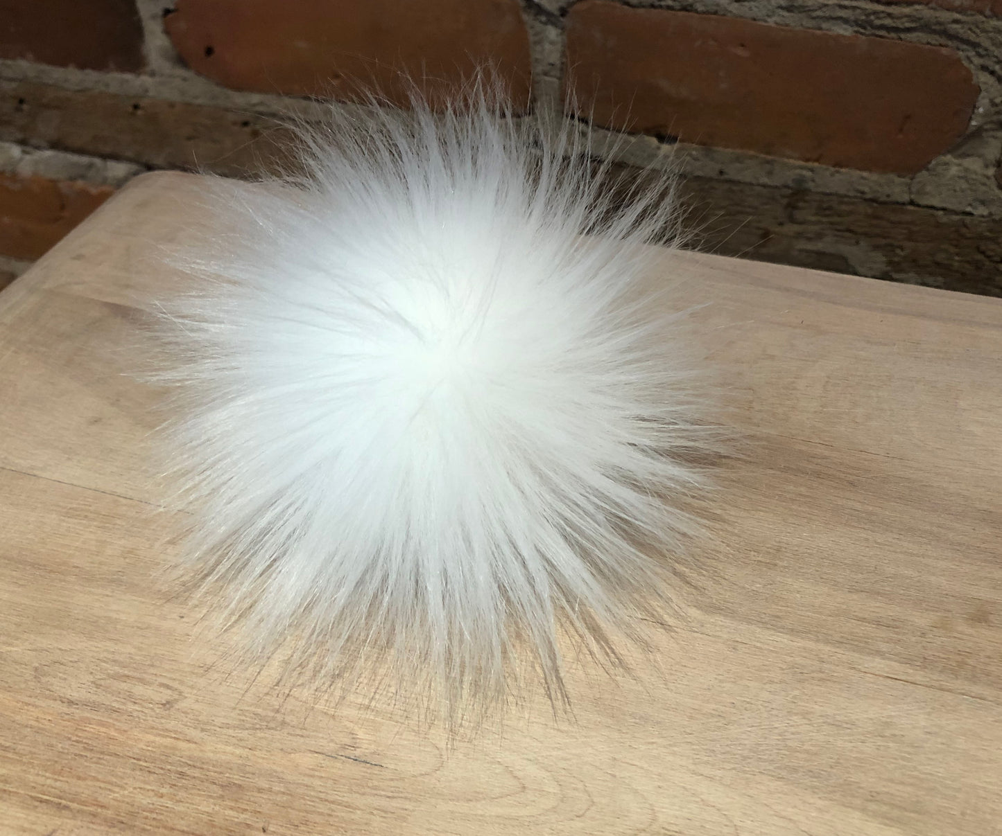 White Lamb Faux Fur Pom, 3.5 Inch