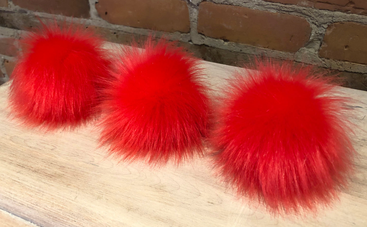 Coral Red Lipstick Faux Fur Pom, 3.5" Inch