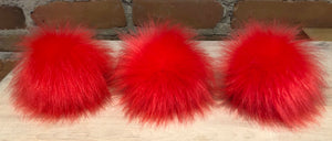 Coral Red Lipstick Faux Fur Pom Pom, 3.5-Inch