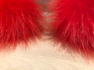 Coral Red Lipstick Faux Fur Pom Pom, 3.5-Inch