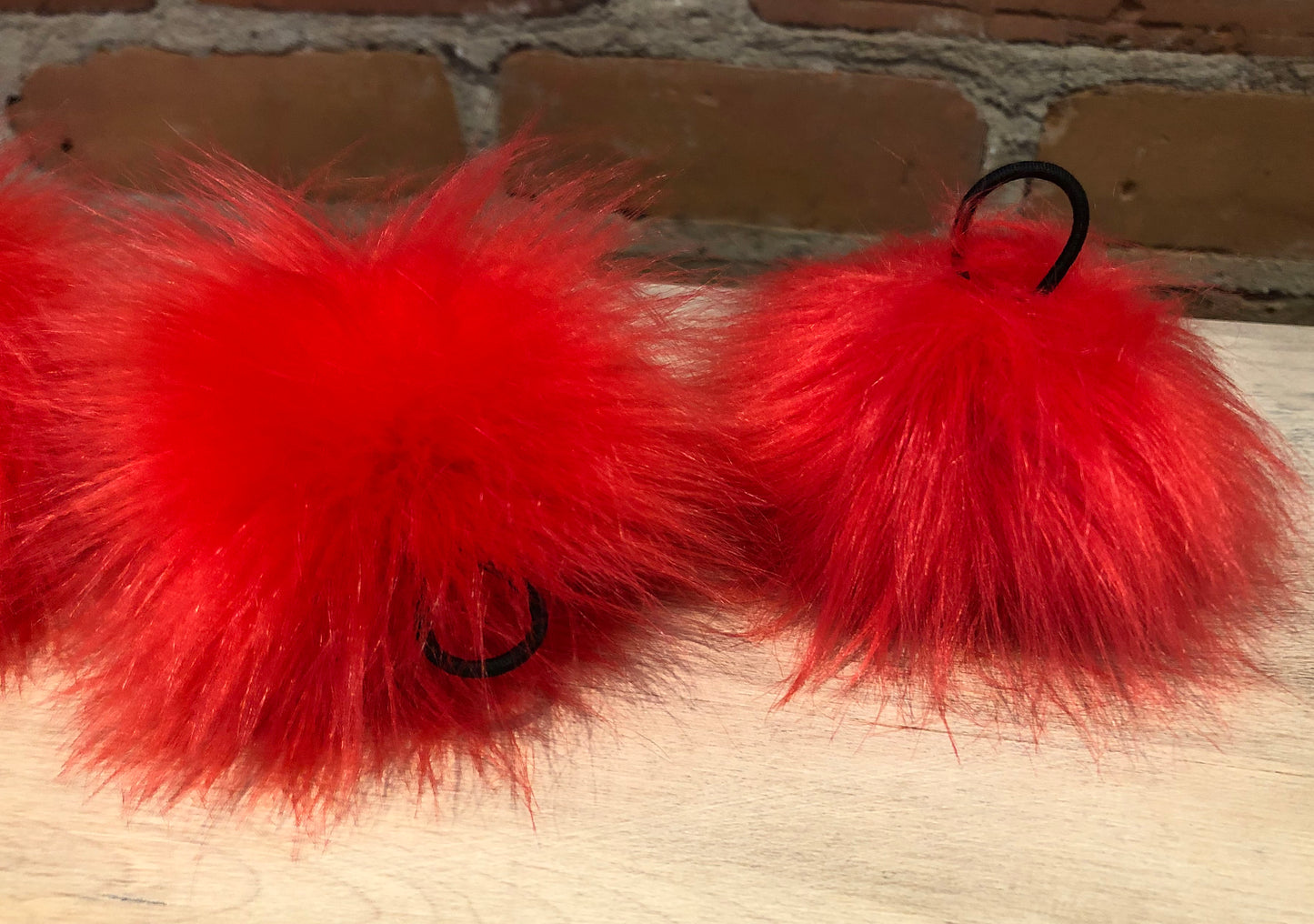 Coral Red Lipstick Faux Fur Pom, 3.5" Inch