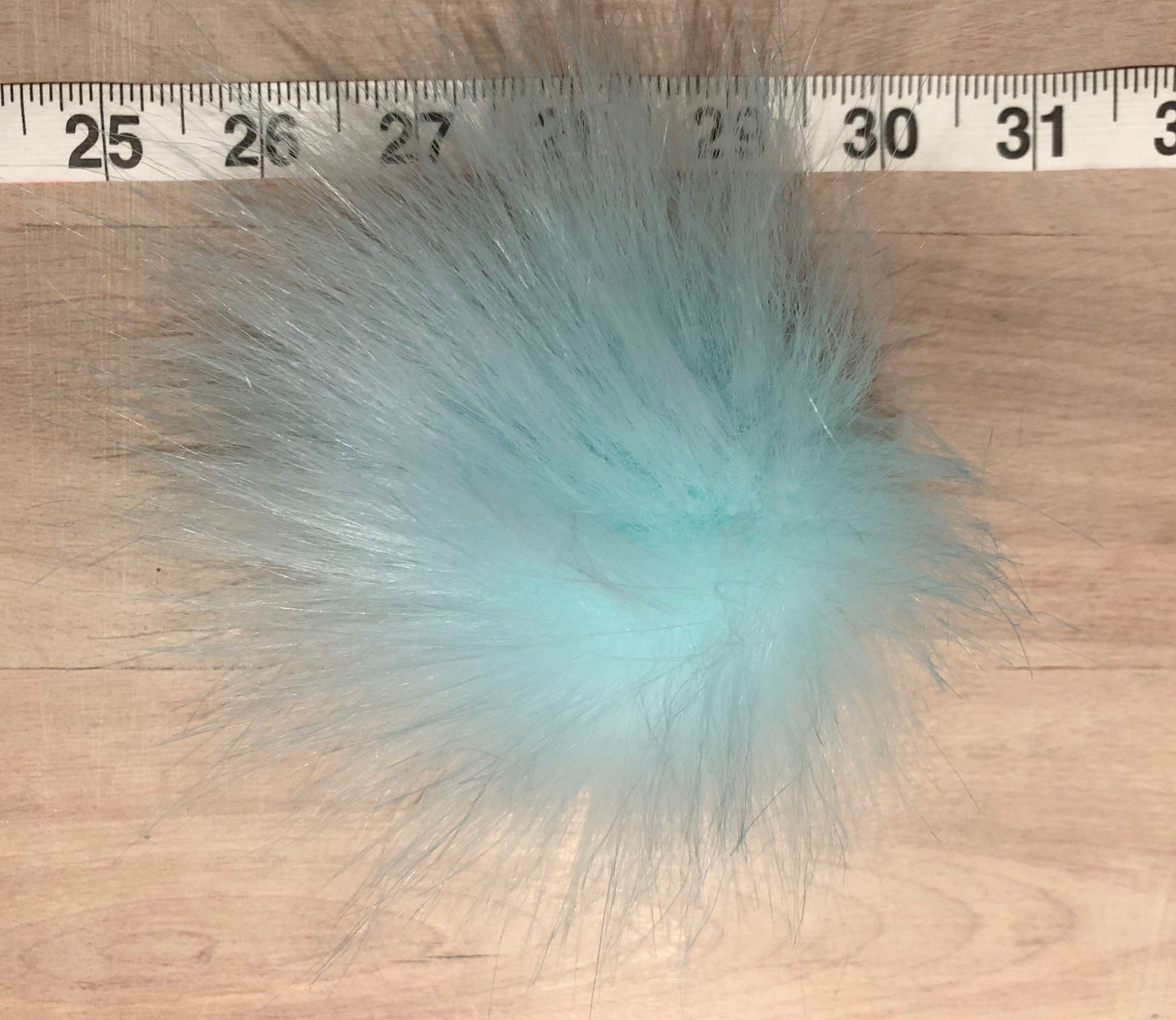 Light Aqua Blue Green Faux Fur Pom, 3.5 Inch