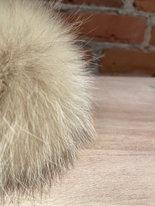 Golden Blonde Beige Coyote Fur Pom, 5-Inch