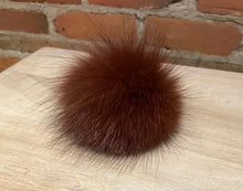 Load image into Gallery viewer, Cinnamon Burgundy Fox Fur Pom, 3.5 Inch
