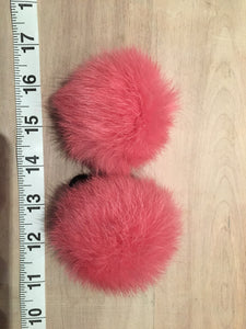 Small Rose Pink Rabbit Fur Pom Pom, 2-Inch