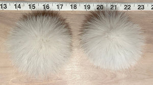 Small Ivory White Fox Fur Pom Pom, 3-Inch