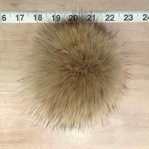 Beige Coyote Fur Pom Pom, 5-Inch