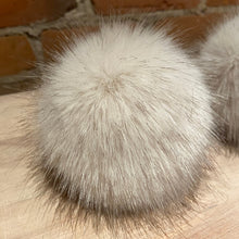 Load image into Gallery viewer, Beige Handmade Faux Fox Fur Pom Pom for Your Knit Hat
