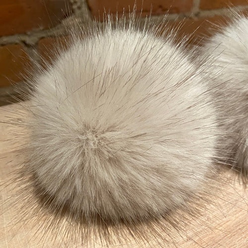 Pinkish Beige Fox Faux Fur Pom Pom 5-Inch