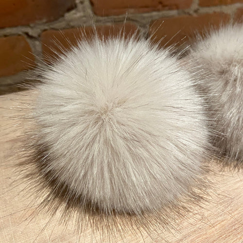 Beige Faux Fox Fur Hat Pom Pom