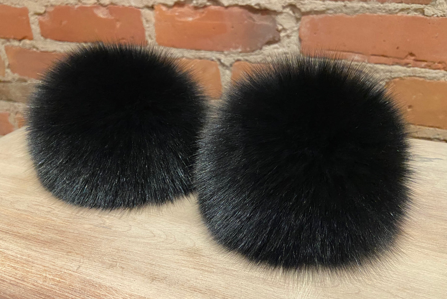 Black Fox Fur Pom, 5.5 Inch