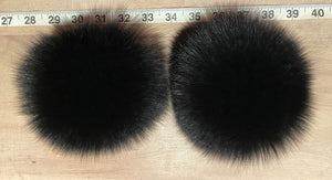 Black Fox Fur Pom Pom, 5.5-Inch