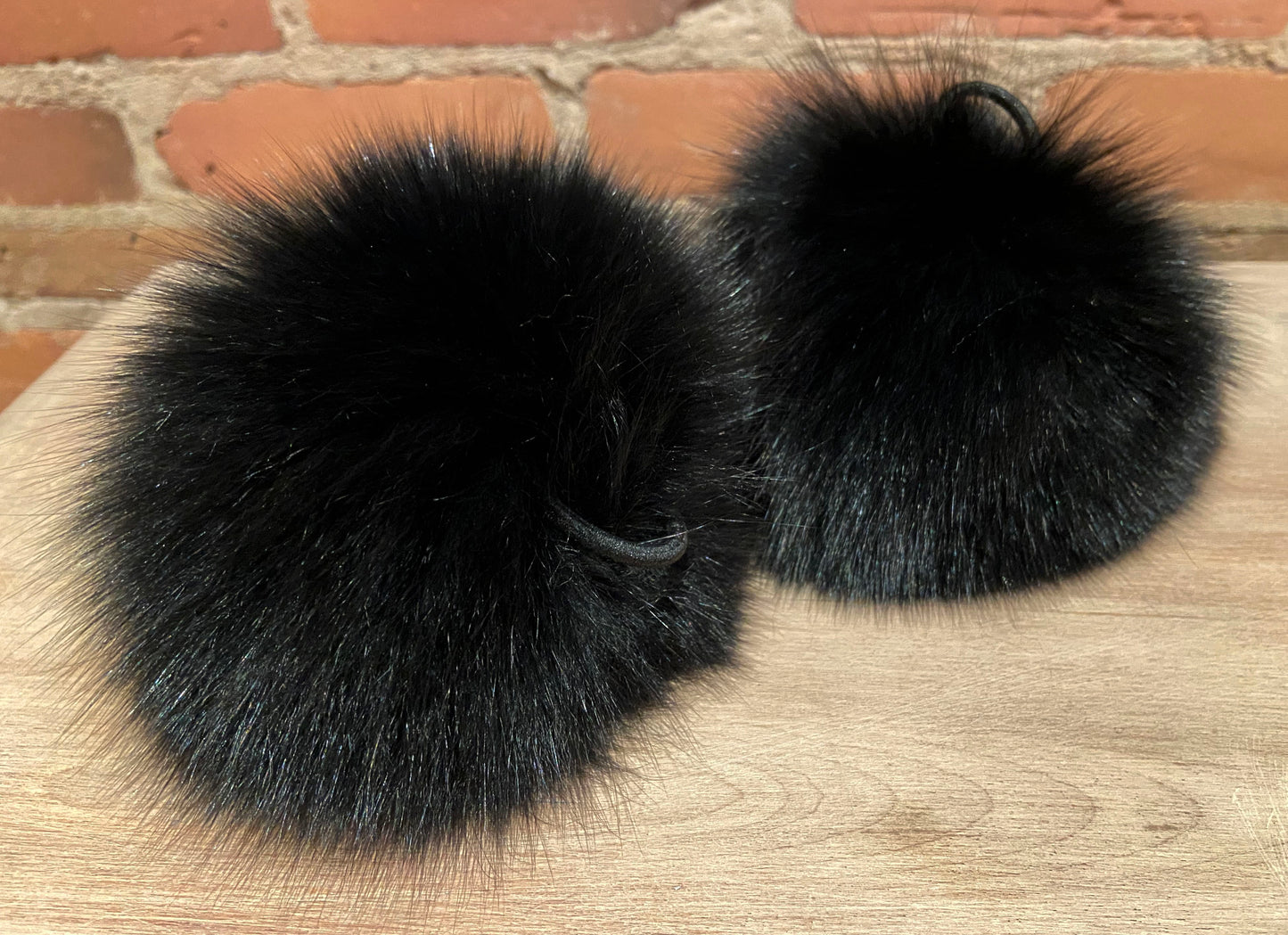 Black Fox Fur Pom, 5.5 Inch