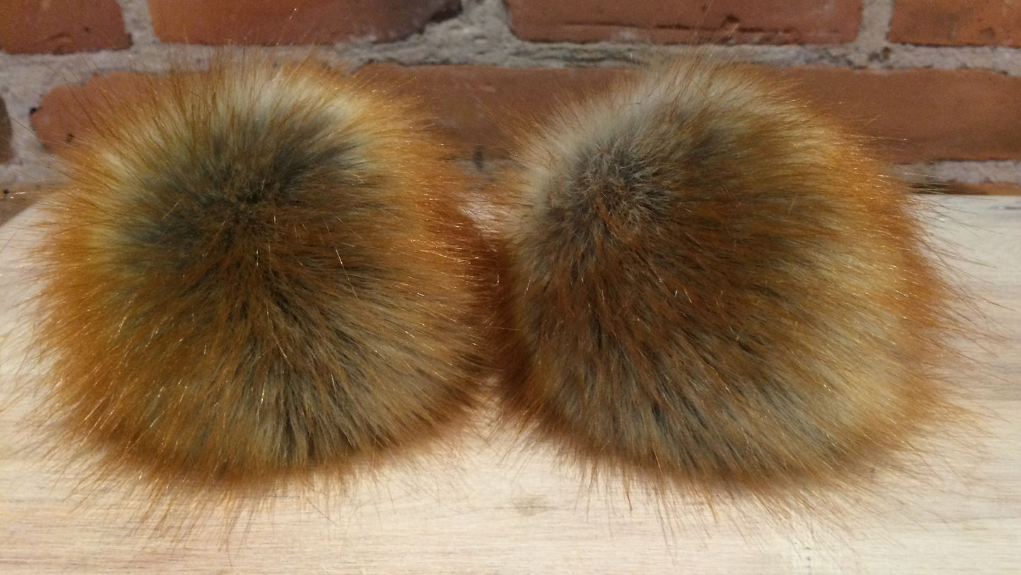 Vibrant Red Fox Faux Fur Pom, 5 Inch