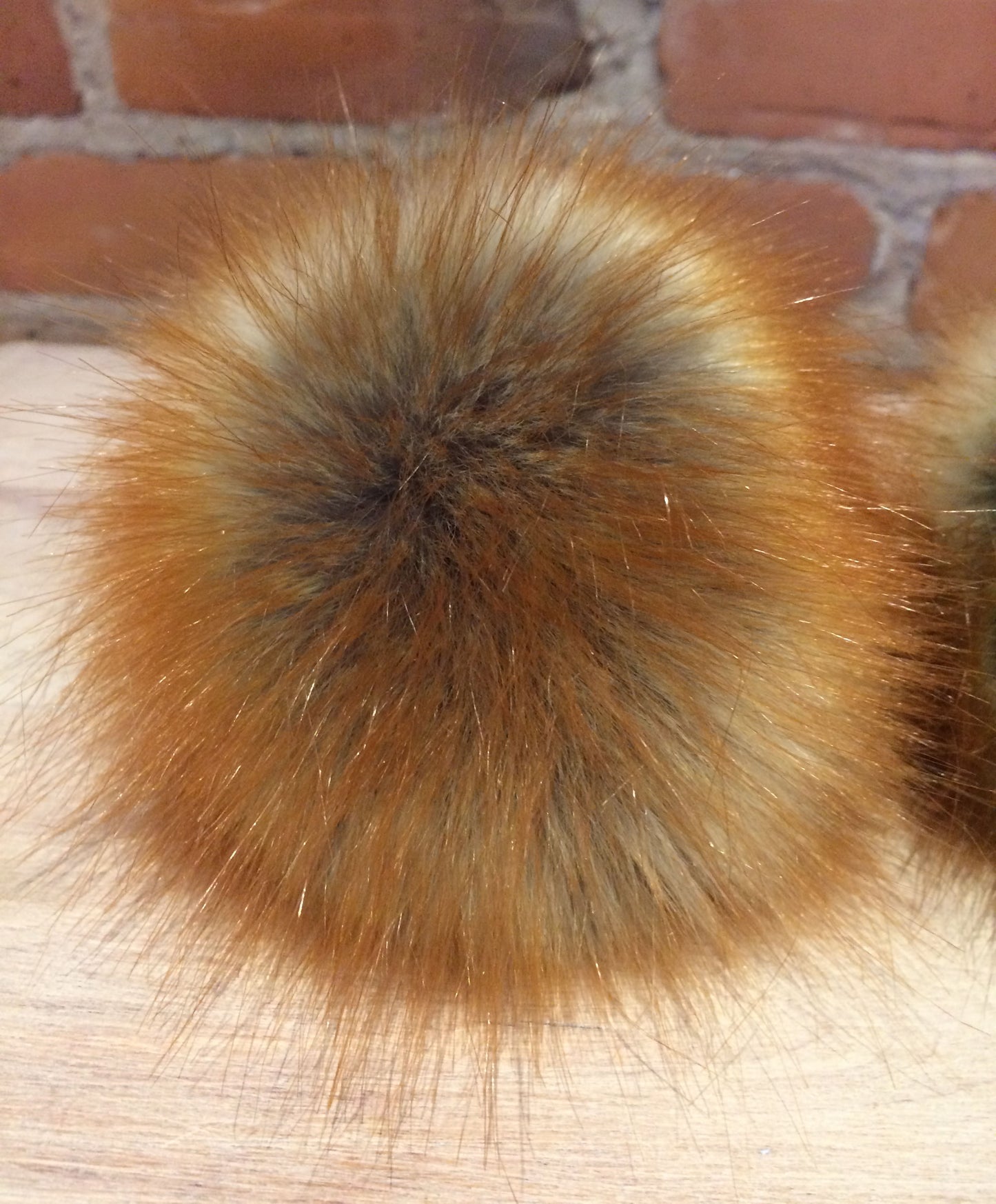 Vibrant Red Fox Faux Fur Pom, 5 Inch