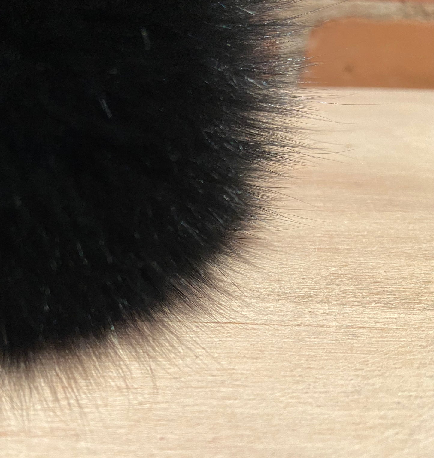 Jet Black Fox Fur Pom, 5 Inch