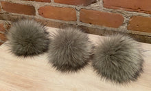 Load image into Gallery viewer, Grey Faux Fox Fur Pom Pom, 3.5-Inch
