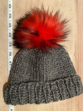 Load image into Gallery viewer, Red Faux Finn Raccoon Fur Pom, 3.5-Inch
