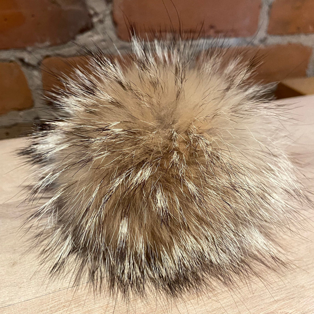 5-Inch Golden Frost Upcycled Vintage Fur Hat Pom Pom