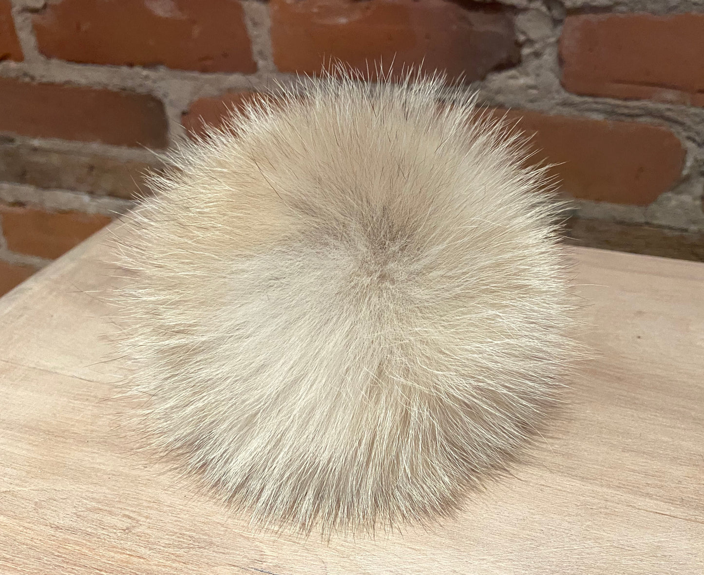 Cream Beige Coyote Fur Pom, 5.5 Inch