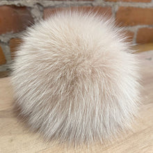 Load image into Gallery viewer, Jumbo Natural Pink Blush Beige Recycled Fur Pom Pom for Your Knit Hat

