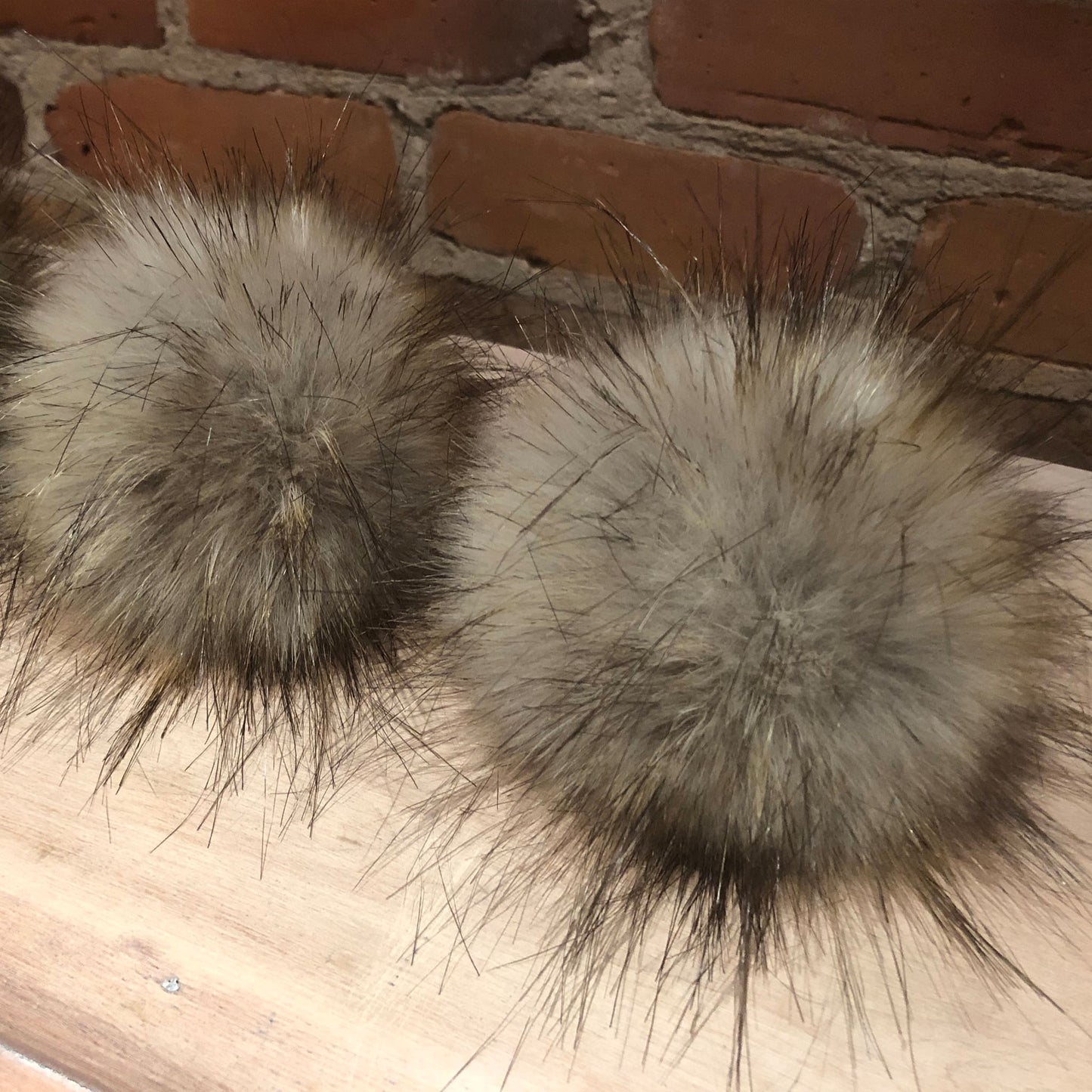 Grey Gold Coyote Faux Fur Pom, 5 Inch