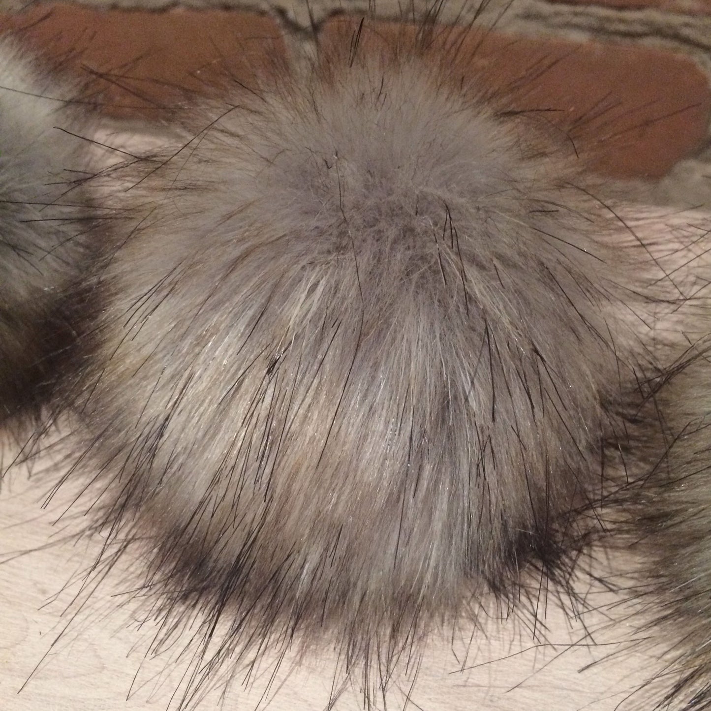 Grey Faux Fur Pom, 5 Inch